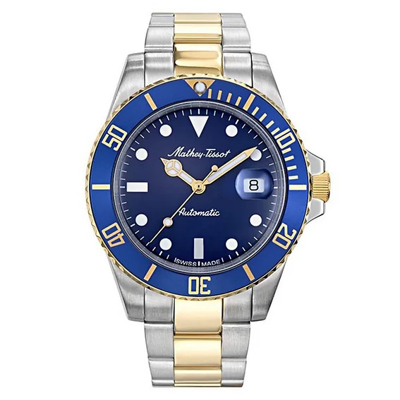 Mathey-Tissot Mathy Vintage Automatic Two Tone Stainless Steel Blue Dial H901ATBBU 100M Men's Watch