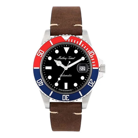 Mathey-Tissot Mathy Vintage Red and Blue Pepsi Bezel Black Dial Automatic H901ATLR 100M Men's Watch