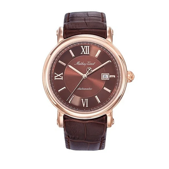 Mathey-Tissot Renaissance Genuine Leather Strap Brown Dial Automatic H9030PM Men's Watch