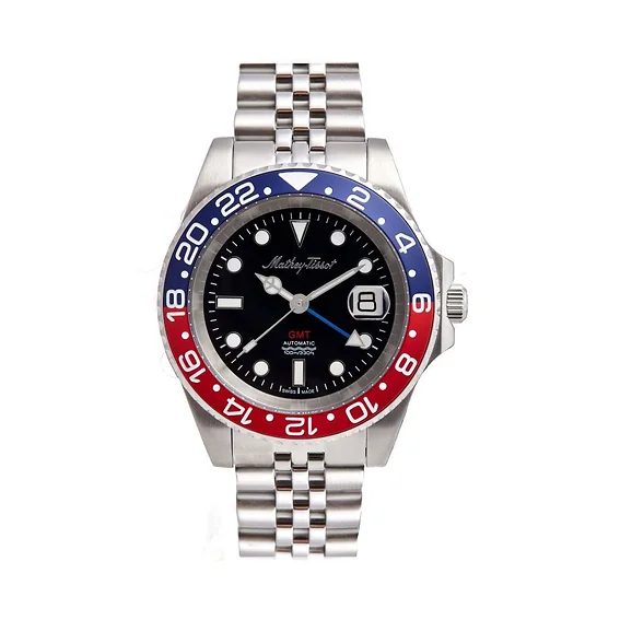 Mathey-Tissot GMT Stainless Steel Black Dial Automatic H903ATAR 100M Men's Watch