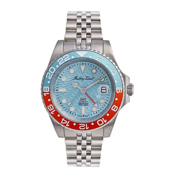 Mathey-Tissot GMT Stainless Steel Blue Dial Automatic H903ATBO 100M Men's Watch