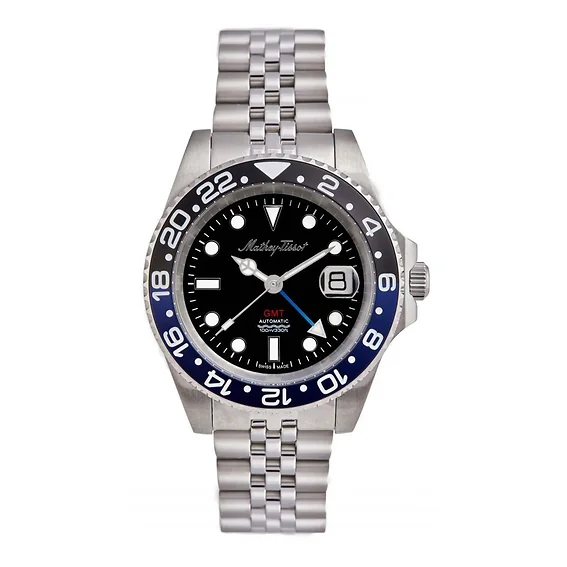 Mathey-Tissot GMT Stainless Steel Black Dial Automatic H903ATNB 100M Men's Watch