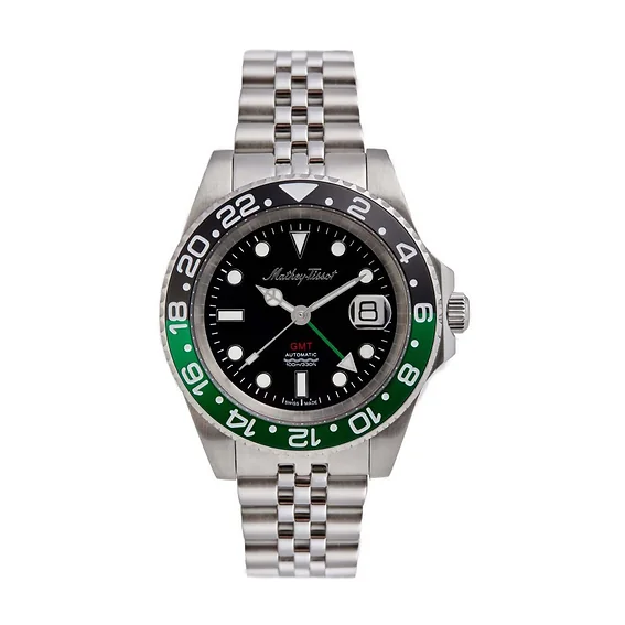 Mathey-Tissot GMT Stainless Steel Black Dial Automatic H903ATNV 100M Men's Watch