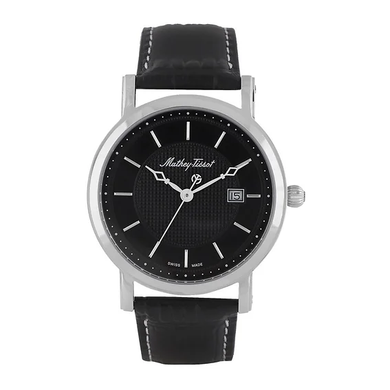 Mathey-Tissot City Leather Strap Black Dial Quartz HB611251AN Men's Watch