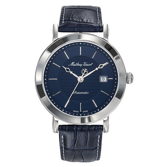 Relógio masculino Mathey-Tissot City com pulseira de couro azul mostrador automático HB611251ATABU