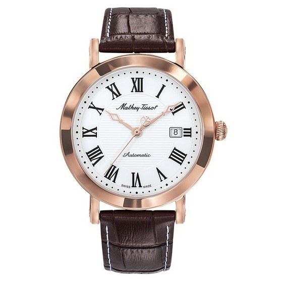 Mathey-Tissot City Leather Strap White Dial Automatic HB611251ATPBR Men's Watch