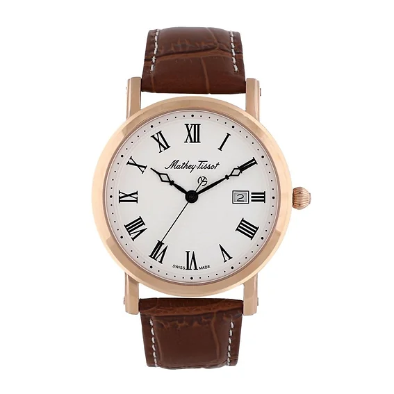Mathey-Tissot City Leather Strap White Dial Quartz HB611251PBR Men's Watch