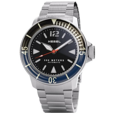 Hemel Hydrodurance Black And Blue Bezel Automatic Diver's HD1BB 300M Men's Watch