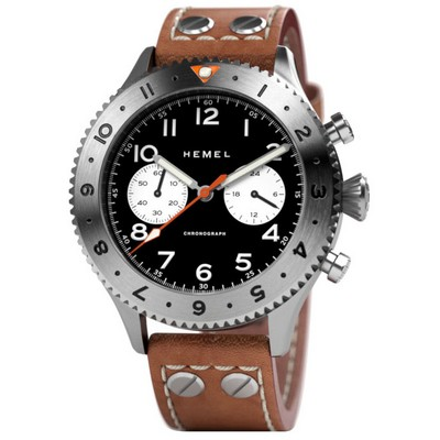 Hemel Reverse Panda Chronograph Ceramic Bezel Matte Black With Super-LumiNova C3 Dial Quartz HF13 100M Men's Watch