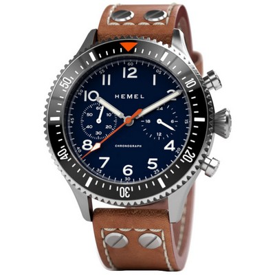 Hemel HFT20 Chronograph Ceramic Bezel Navy With Super-LumiNova Dial Quartz HF3NA 100M Men's Watch