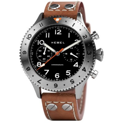 Hemel HFT20 Chronograph GMT Bezel Matte Black With Super-LumiNova dial ควอตซ์ HF4 100M นาฬิกาผู้ชาย