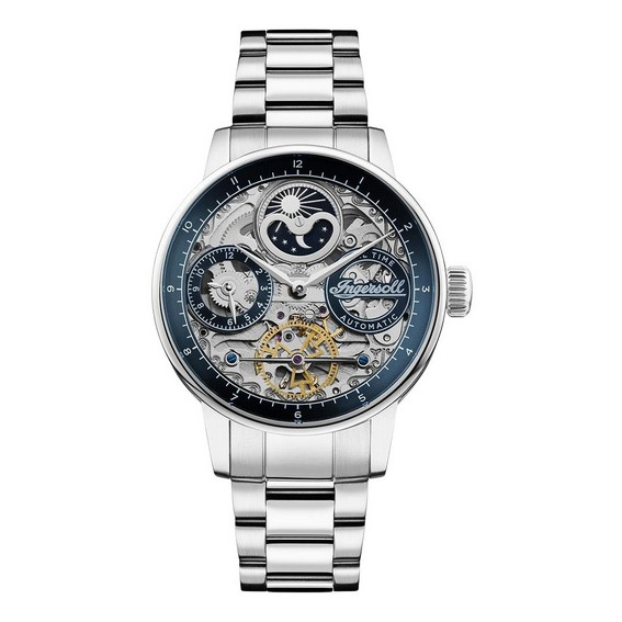 Ingersoll Jazz ruostumattomasta teräksestä valmistettu sininen luurankokellotaulu I07707 miesten kello