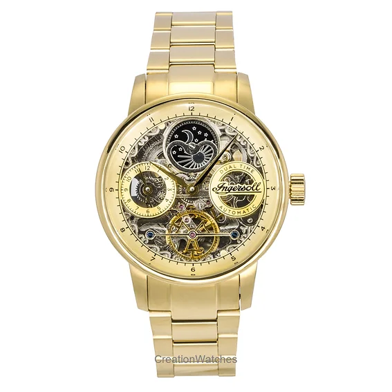 Ingersoll The Jazz Stainless Steel Gold Skeleton Dial Automatic I07711 Men's Watch