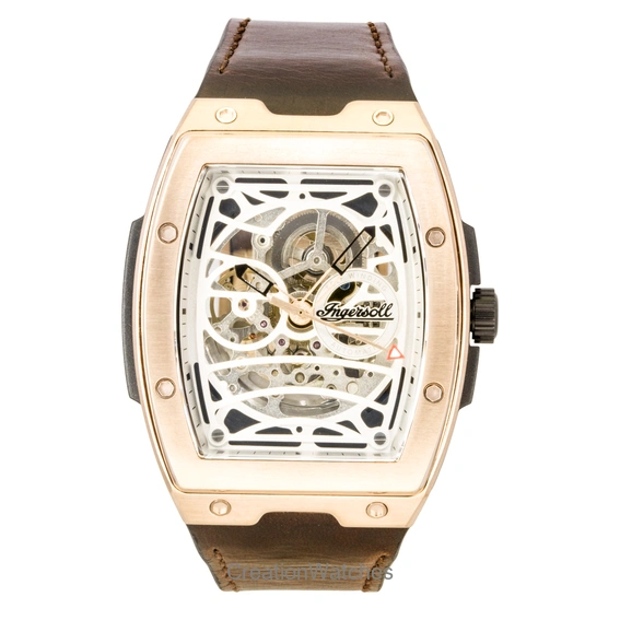 Ingersoll The Challenger Leather Strap Skeleton Silver Dial Automatic I12303 Men's Watch