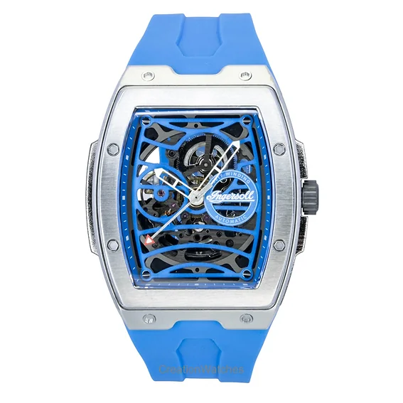 Ingersoll The Challenger Polyurethane Strap Blue Skeleton Dial Automatic I12308 Men's Watch