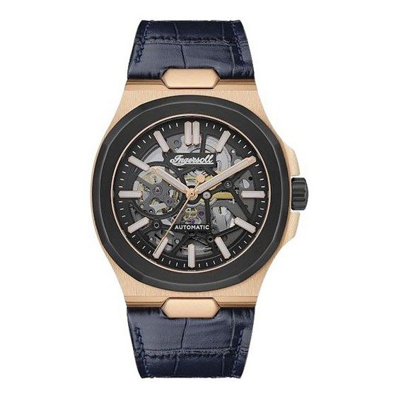 Ingersoll Catalina 皮革錶帶黑色骨架錶盤自動 I12506 男士手錶 zh-CHS