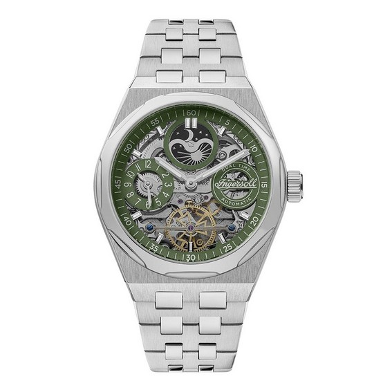 Ingersoll The Broadway Dual Time Green Skeleton Dial Automatic I12905 นาฬิกาผู้ชาย