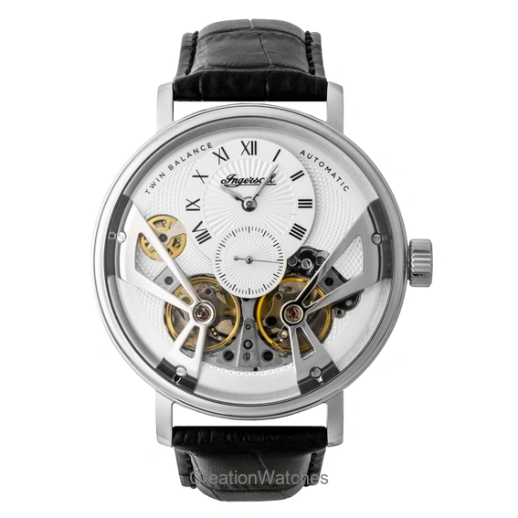 Ingersoll Tenessee Leather Strap Silver Skeleton Dial Automatic I13105 Men's Watch