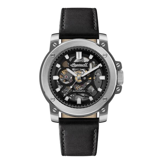 Ingersoll The Freestyle Leather Strap Skeleton Black Dial Automatic I14401 herreklokke