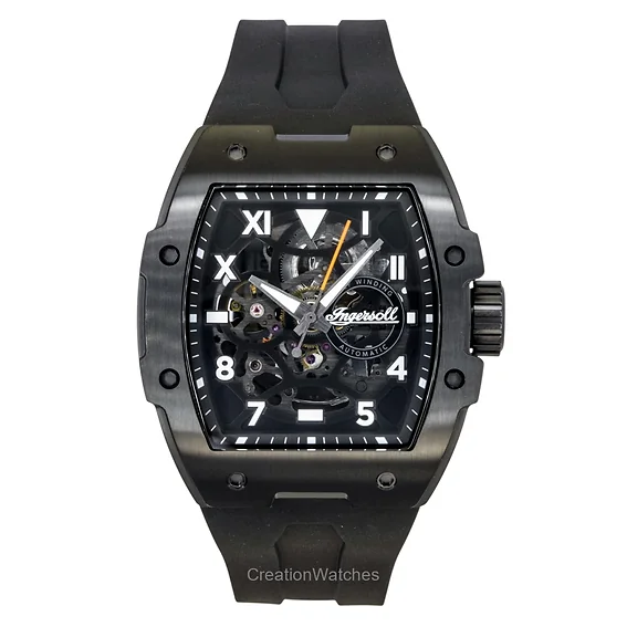 Ingersoll The Play Polyurethane Strap Black Skeleton Dial Automatic I15302 Men's Watch