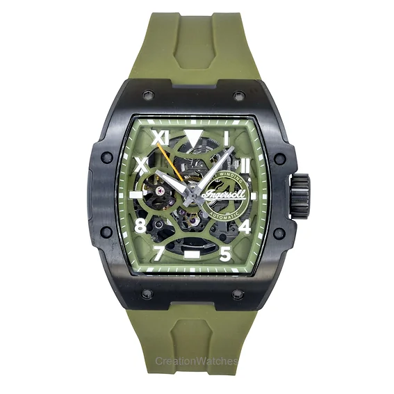 Ingersoll The Play Polyurethane Strap Green Skeleton Dial Automatic I15303 Men's Watch