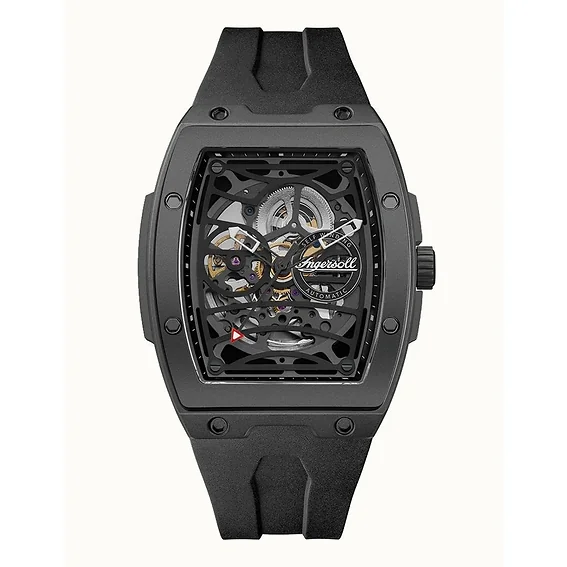 Ingersoll The Rim Polyurethane Strap Black Skeleton Dial Automatic I16201 Men's Watch