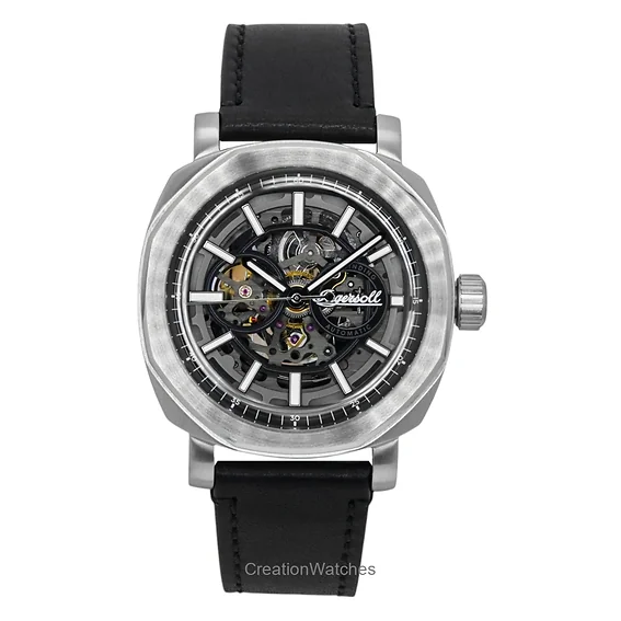 Ingersoll The Outrider Leather Strap Black Skeleton Dial Automatic I16401 Men's Watch