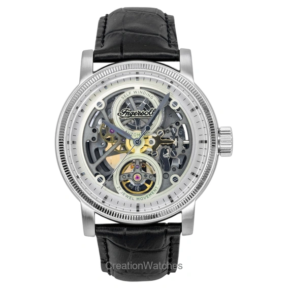 Ingersoll The Guy Leather Strap Grey Skeleton Dial Automatic I17501 Men's Watch
