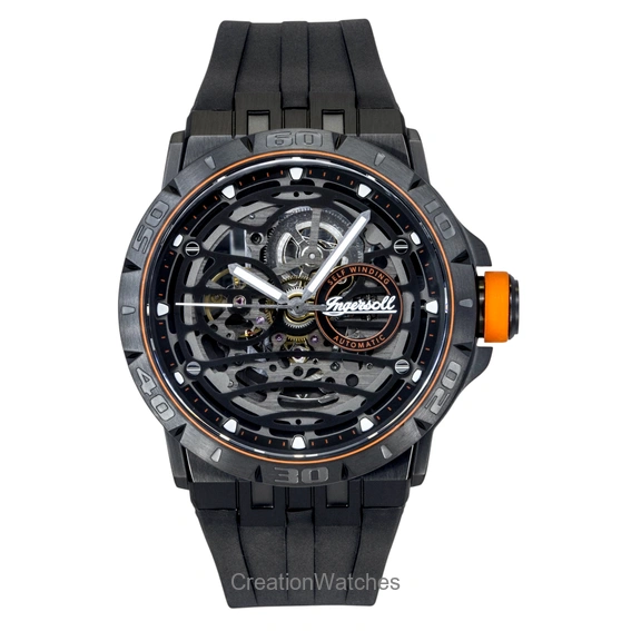 Ingersoll The Rigger Polyurethane Strap Black Skeleton Dial Automatic I17902 Men's Watch