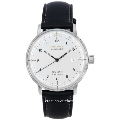 Iron Annie 100 Jahre Bauhaus Leather Strap White Dial Automatic 50561 Men's Watch