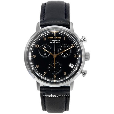 Iron Annie 100 Jahre Bauhaus chronograph สีดำ dial ควอตซ์ 50962 นาฬิกาข้อมือผู้ชาย