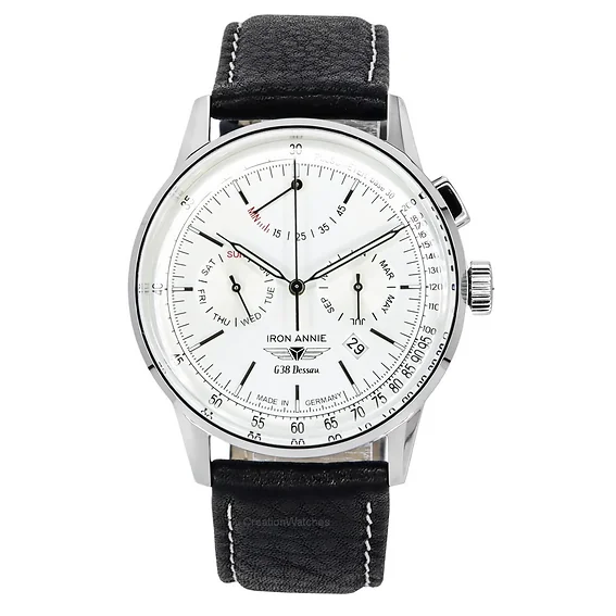 Iron Annie G38 Dessau Leather Strap Silver Dial Automatic 53621 Men's Watch