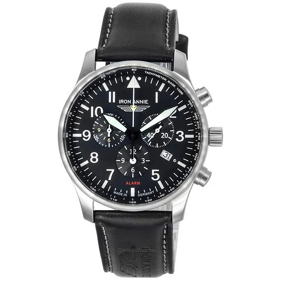 Iron Annie F13 Tempelhof Chronograph Leather Strap Black Dial Quartz 56822 100M Men's Watch