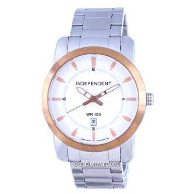 Relógio masculino independente de aço inoxidável com mostrador branco quartzo IB5-438-11.G 100M