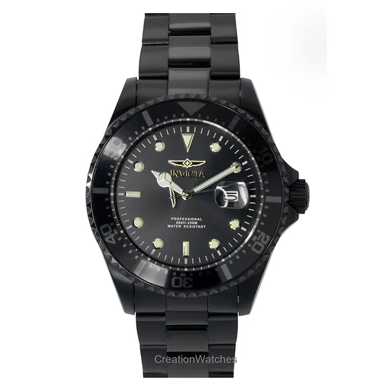 Invicta Pro Diver Zager Exclusive Stainless Steel Black Dial Quartz 23402 200M Men's Watch