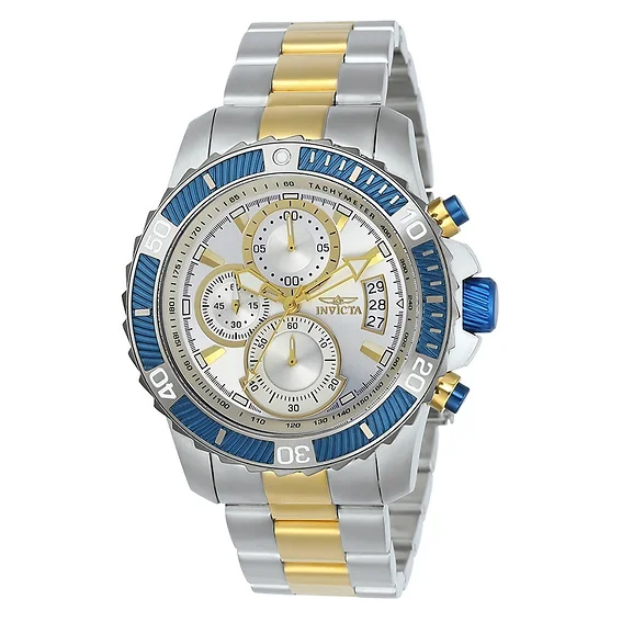 Invicta Pro Diver Chronograph Two Tone Stainless Steel Silver Dial Quartz 23994 100M Men's Watch