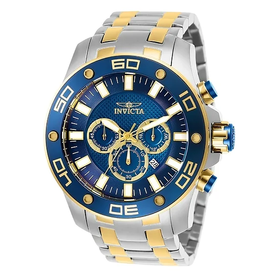 Invicta Pro Diver Scuba Chronograph Two Tone Stainless Steel Blue Dial Quartz 26082 100M Men's Watch