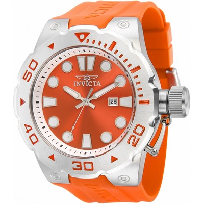 Invicta Pro Diver Silicone Strap Orange Dial Quartz 36997 100M Men's Watch