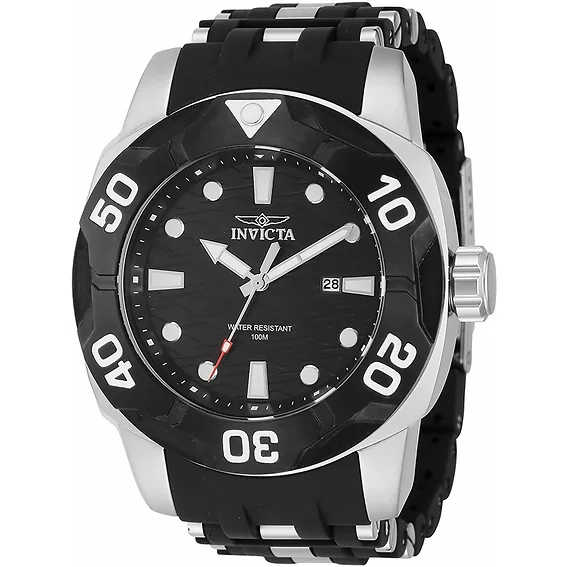 Invicta Sea Spider Stainless Steel And Polyurethane Strap Black Dial Quartz 44116 100M Men's Watch