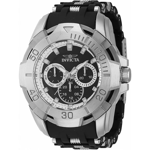 Invicta Sea Spider Stainless Steel And Polyurethane Strap Black Dial Quartz 44120 100M Men's Watch