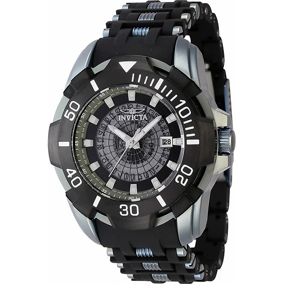Invicta Sea Spider Stainless Steel And Polyurethane Strap Transparent Black Dial 44130 100M Men's Watch