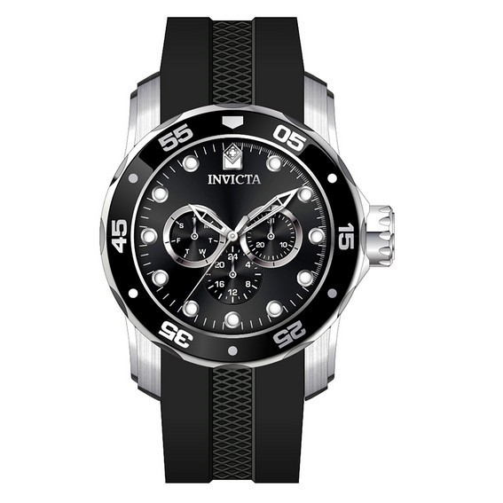 Invicta Pro Diver Scuba GMT pulseira de silicone mostrador preto quartzo 45721 100M relógio masculino