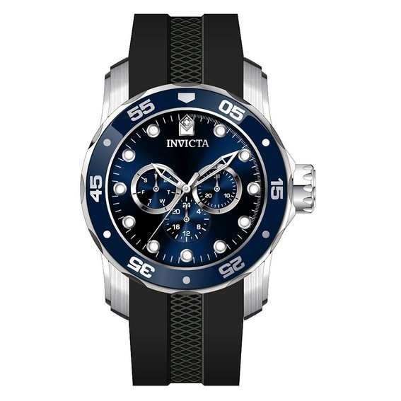 Zegarek męski Invicta Pro Diver Scuba GMT Silikonowy pasek z niebieską tarczą Kwarcowy 45722 100M
