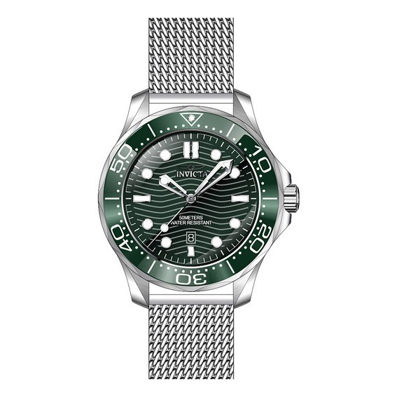 Relógio masculino Invicta Pro Diver em aço inoxidável com mostrador verde quartzo 45980