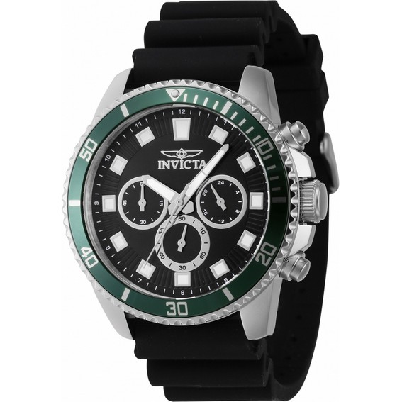 Invicta Pro Diver Chronograph Silicone Strap Black Dial Quartz 46086 Men's Watch