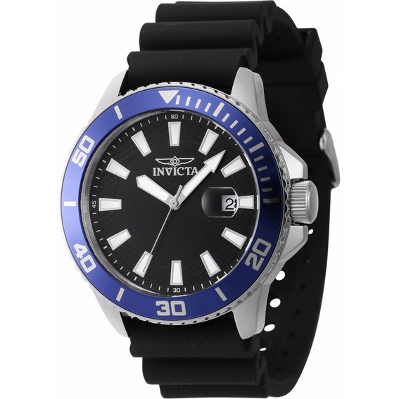 Invicta Pro Diver Silicone Strap Black Dial Quartz 46089 Men's Watch