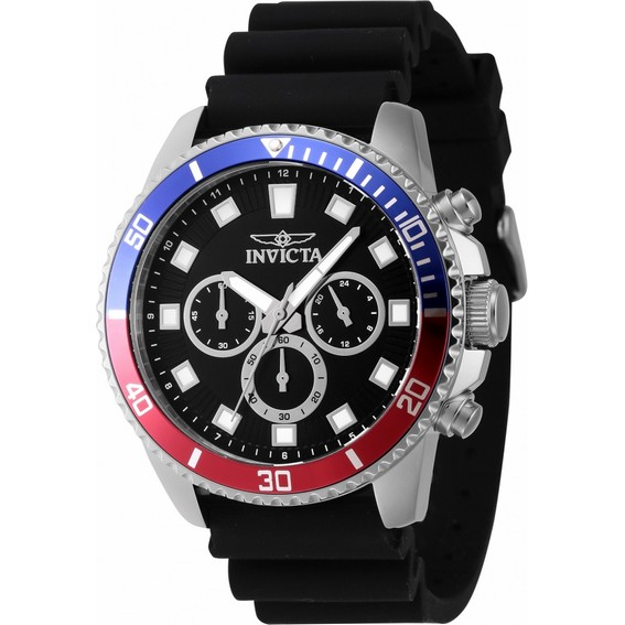 Invicta Pro Diver cronógrafo pulseira de silicone mostrador preto quartzo 46119 relógio masculino