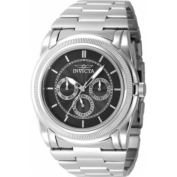 Invicta Slim GMT Stainless Steel Gunmetal Dial Quartz 46258 Men's Watch