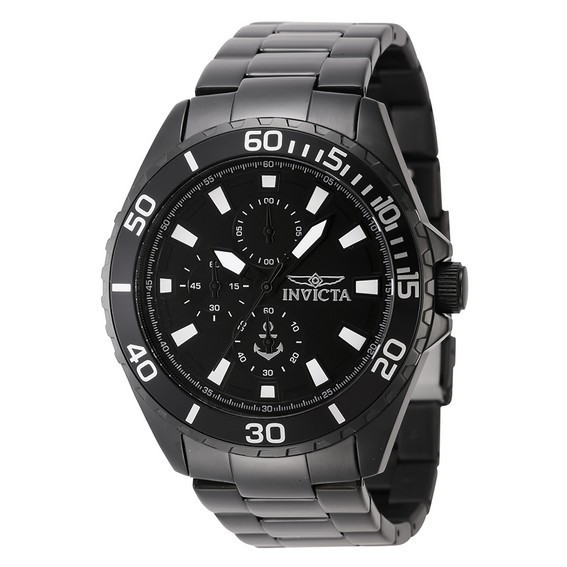 インヴィクタ オーシャン ボヤージュ クロノグラフ ステンレススチール ブラック ダイヤル クォーツ 46284 メンズ腕時計