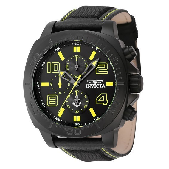 インヴィクタ オーシャン ボヤージュ クロノグラフ ナイロン ストラップ ブラック ダイヤル クォーツ 46287 メンズ腕時計